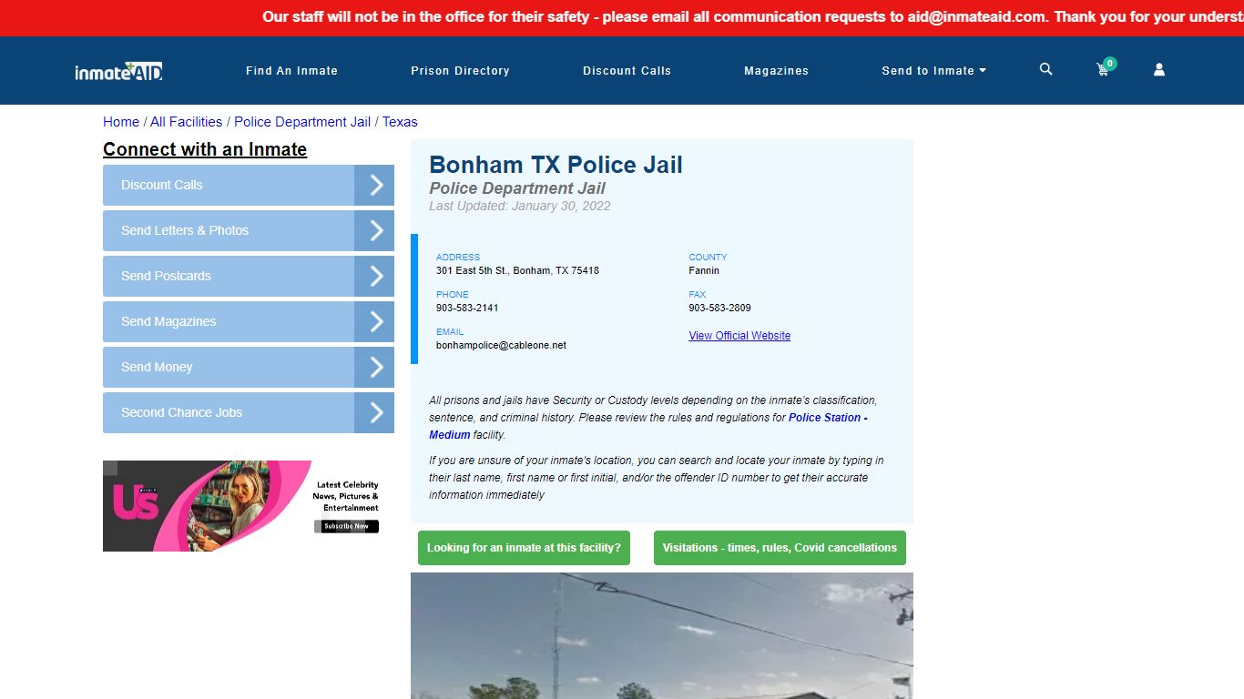 Bonham TX Police Jail & Inmate Search - Bonham, TX
